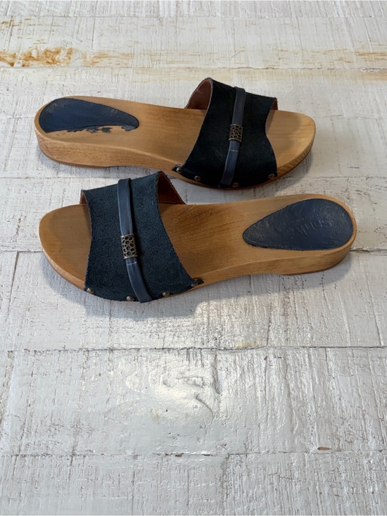 Sanita Shoes - Sanita Clog Sandals EU size 40 US 8.5 9 Navy Blue Suede Slip On Wooden